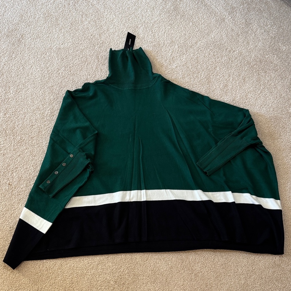 Alfani Green and Black Cowl Neck Sweater